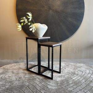 Eiken Bijzettafel set Duo