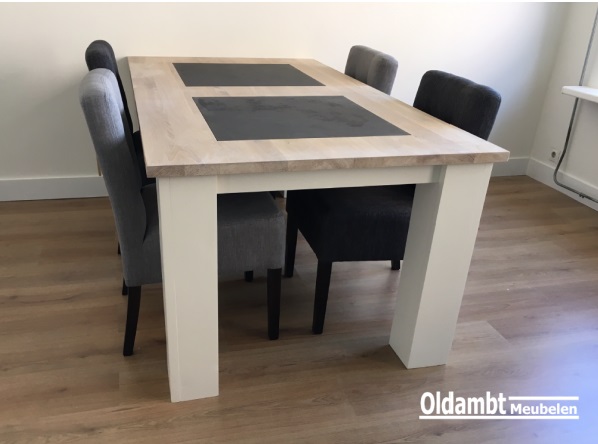 Eiken tafel Levi met 3 stenen - Afbeelding 4