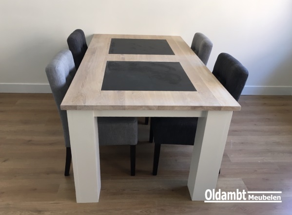 Eiken tafel Levi met 3 stenen - Afbeelding 5