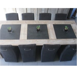 Eiken tafel Levi met 3 stenen