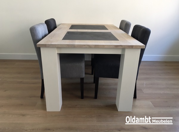 Eiken tafel Levi met 3 stenen - Afbeelding 7