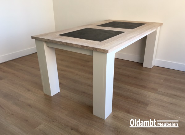 Eiken tafel Levi met 3 stenen - Afbeelding 9