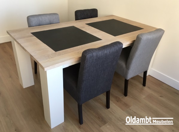 Eiken tafel Levi met 3 stenen - Afbeelding 3