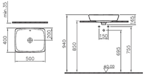 Vitra Metropole opbouwwastafel - Afbeelding 2