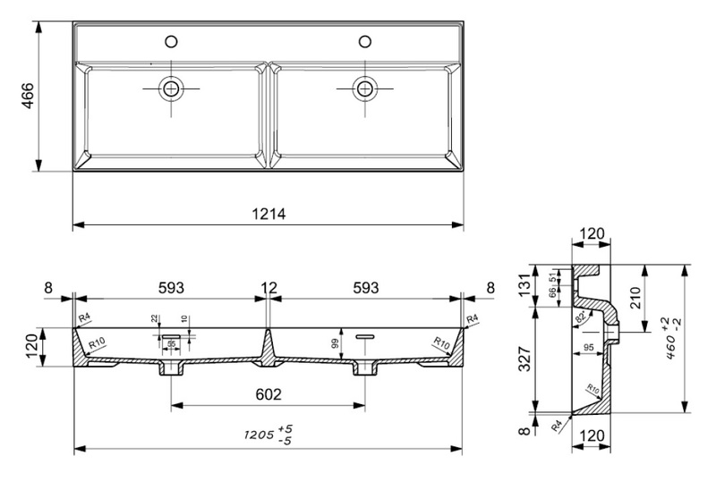 Plieger Kansas dubbele wastafel met kraangaten - Afbeelding 6