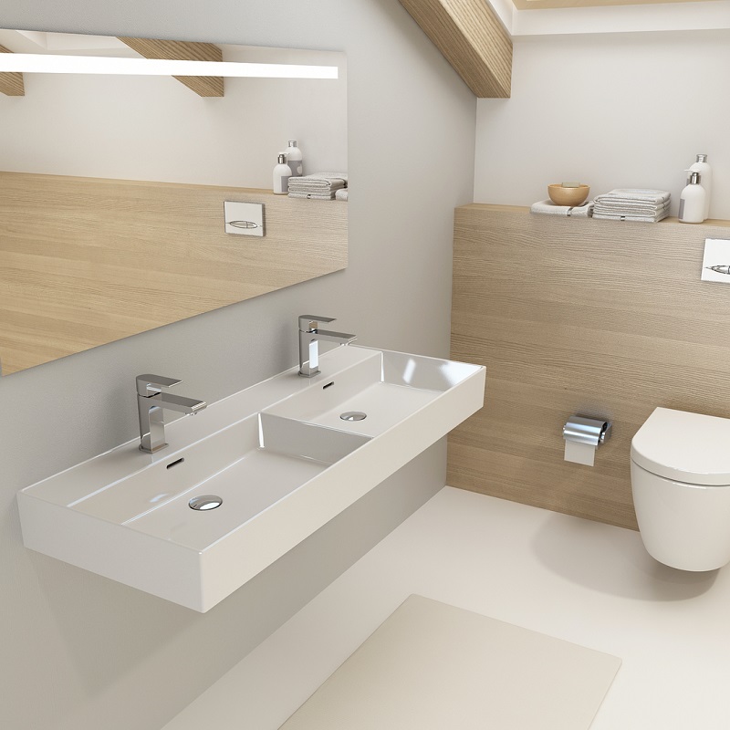 Plieger Kansas dubbele wastafel met kraangaten - Afbeelding 5